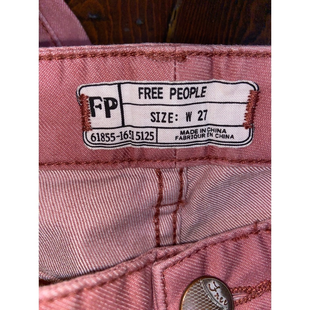 Free People Pink Chevron Tribal Graphic Print Skinny Jeans Rose Mauve Boho 27 - Picture 4 of 6